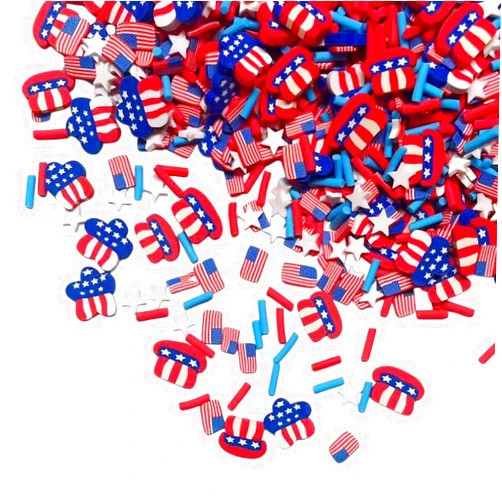 Generic 100G Polymer Clay Sprinkles for Crafts, 4th of July Red White Blue Stripe Star Slices Embellishments for DIY Crafts Nail Art Supplies Cellphone Decoration Accessories (Dark Blue)