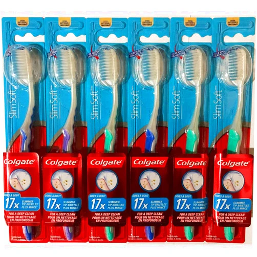 Colgate Slim Soft Gliding Tips Toothbrush, Extra Soft, Compact Head - Pack of 6