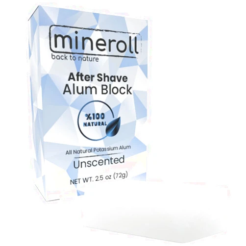 MINEROLL After Shave Alum Block, All Natural Potassium Alum, For Women and Men, Alum Stone, Styptic Skin Soothing, Anti-Ingrown Hair Alum Bar, Shaving Accessory, Unscented, 2,5 oz