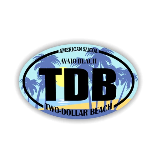 Sticker Frenzy TDB Two-Dollar Beach American Samoa Avaio Beach| Beach Landmark Stickers | Ocean, Sea, Lake, Sand, Surfing, Paddleboarding | Perfect for Cars, Windows, laptops, flasks, Water Bottles, Luggage