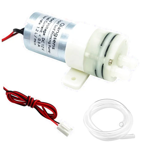Qiangsens DC 12V Mini Food Grade Self Priming Pump, 1.2LPM Micro Diaphragm Fresh Water Pump, Suitable For Water Dispenser Replacement Pump, Ice Maker, Coffee Machine, Water Delivery Project