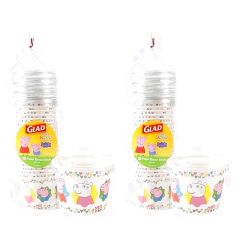 Glad for Kids 12 oz Peppa Pig Friends Paper Snack Bowls with Lids, 20 Ct | Peppa Pig Disposable Paper Bowls with Lid | Kids Snack Bowls for Everyday Use (Pack of 2)