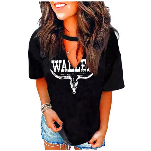 CHUNTIANRAN Smooth As Tennessee Whiskey & Sweet As Strawberry Wine Shirts Hollow Out V Neck T-Shirt Womens Keyhole Neck Country Tops