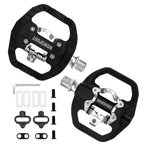 Wowsport SPD Pedals MTB Mountain Bike Pedal Clip in Dual Sided Pedals,Flat & Clipless Compatible with Shimano SPD Pedal