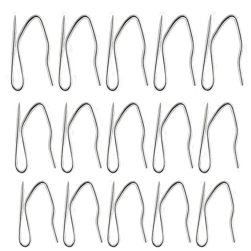 Nydotd 58 Pcs Metal Curtain Hooks, Nydotd Silver Rustproof Stainless Steel Plated Nickel Hooks Heavy-Duty Offset Pin-On Drapery Hooks for Window Curtain, Door Curtain and Shower Curtain(1.2