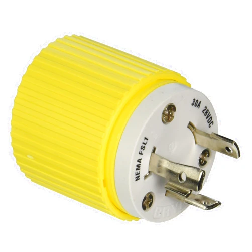 Hubbell Wiring Systems HBL328DCP Locking Plug, 30A, 28 VDC, Yellow