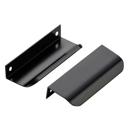 Ravinte Hardware 10 Pack Black Cabinet Handles, 4 Inch (102mm) Finger Edge Pulls, 3 Inch Hole Center, Finger Pulls for Cabinets
