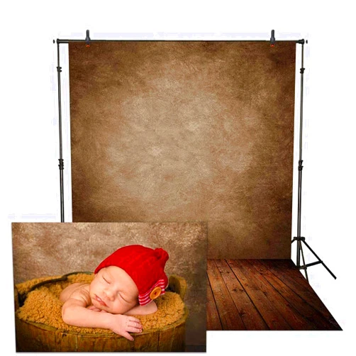 Allenjoy 5x7ft Soft Fabric Brown Wall with Wooden Floor Photography Backdrop Newborn Baby Photoshoot Abstract Portraits Photo Background Photographer Props