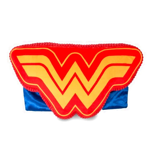 Buckle-Down Dog Toy, DC Comics, Plush Squeaker Wonder Woman WW Logo with Cape