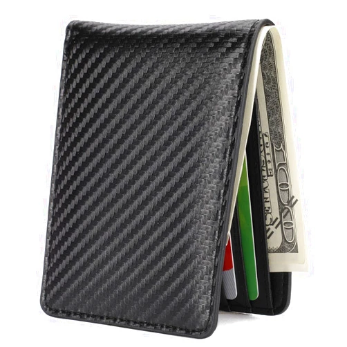 HISSIMO Mens Slim Front Pocket Wallet ID Window Card Case with RFID Blocking