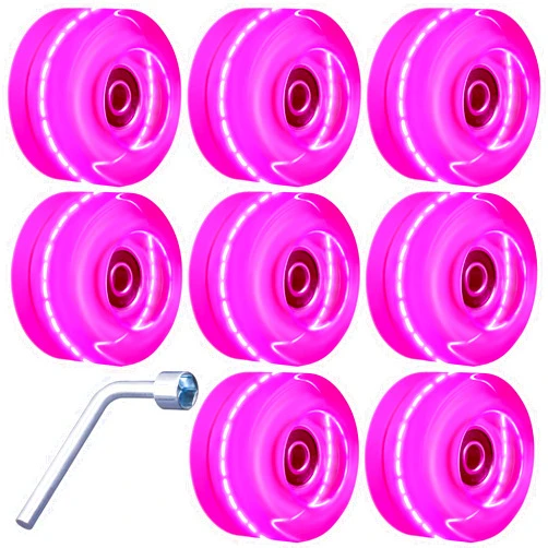 Tanzfrosch 8 Pack Roller Skate Wheels with Bearings Installed Quad Light Up Wheels for Double Row Skating and Skateboard 82A