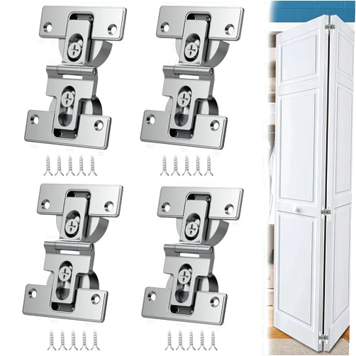 Pisman 180 Degree Adjustable Folding Door Hinge with Screws,Hinges Combination for Cabinet Door and Folding Door,Inner Door Hinges (4)