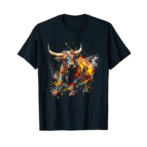 Rodeo Bull Riding Abstract Cowboy Bull Riding Rodeo Cool Abstract Drip Painting Art T-Shirt