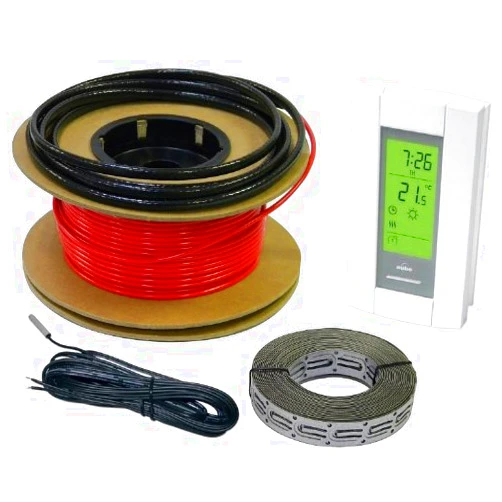 HeatTech 15 sqft Electric Radiant In-Floor Heating Cable System, 120V, With Digital 7-Day Programmable Thermostat With Floor Sensor