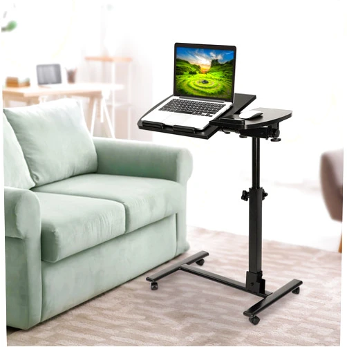 F2C Portable Adjustable Height 360° Swivel Laptop Desk PC Computer Mobile Notebook Laptop Stand Rolling Table Desk Cart Tiltable with Wheels Casters& Mouse Pad Table (360° Swivel Rolling-Black)