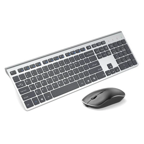 JOYACCESS Rechargeable Wireless Keyboard Mouse-J JOYACCESS 2.4G Full Size Thin Wireless Keyboard and Mouse with Long Battery Life, Ergonomic and Compact Design for Laptop,PC,Desktop,Computer,Windows-Black& Grey