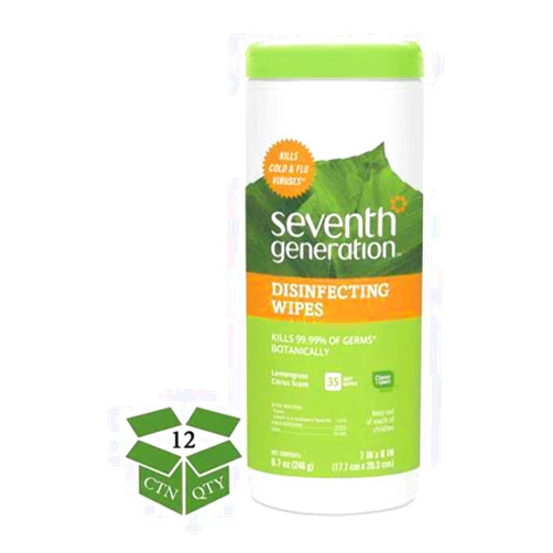 Seventh Generation 22812 Botanical Disinfecting Wipes, 8 x 7, White, 35 Count, 12/Carton