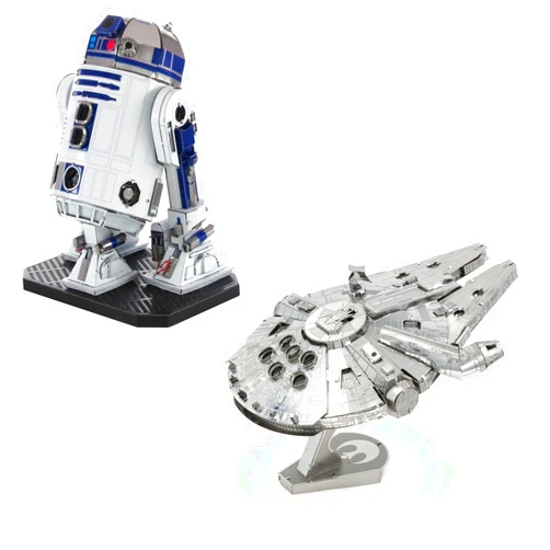 Fascinations Metal Earth Fascinations Premium Series 3D Metal Model Kits Star Wars Set of 2 - R2-D2 - Millennium Falcon