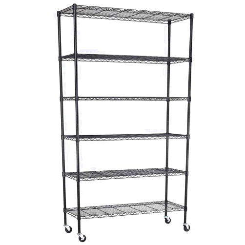 FDW Wire Shelving Unit with Wheels Steel 6 Tier Heavy Duty Layer Rack Storage Metal Shelf Garage Organizer Wire Rack Shelving Adjustable Utility 2100 LBS Capacity-18x48x82 inch (Black)