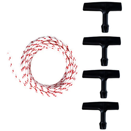Canamax 10-Meter Recoil Starter Rope 3.0mm Diameter - Pull Cord with 4 Pieces Starter Handle - Replacement for Lawn Mower Chainsaw Trimmer Edger Brush Cutter Generator Engine Parts