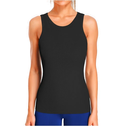 ATTRACO Workout Tank Tops for Women Seamless Full Length Gym Tops Athletic Yoga Top Built in Bra
