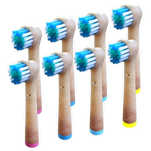 WLIBELLE Biodegradable Replacement Toothbrush Heads Compatible Compatible with Oral-b Braun - 8 Eco Friendly Soft Electric Brush Heads for Sensitive Teeth