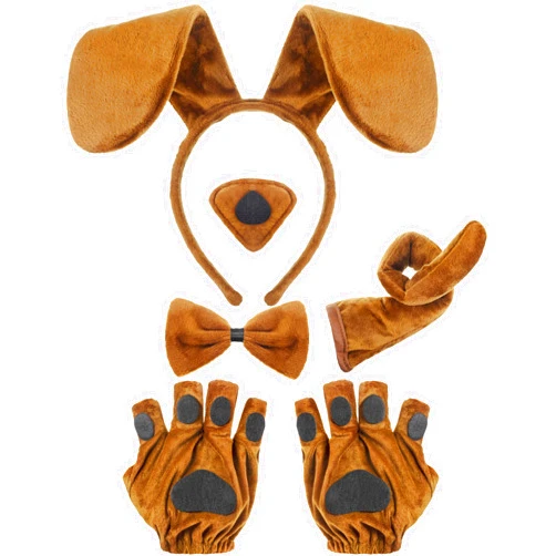 Syhood Puppy Dog Costume Set Ears Headband Bowtie Nose Tail Paw Gloves Accessories for Carnival