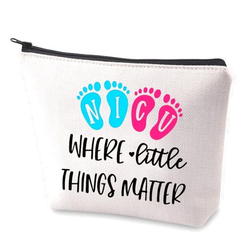BLUPARK NICU Nurse Gift Newborn Baby Nurse Cosmetic Bag NICU Where Little Things Matter Makeup Organizer Pouch for Neonatal Nurse (NICU Nurse)