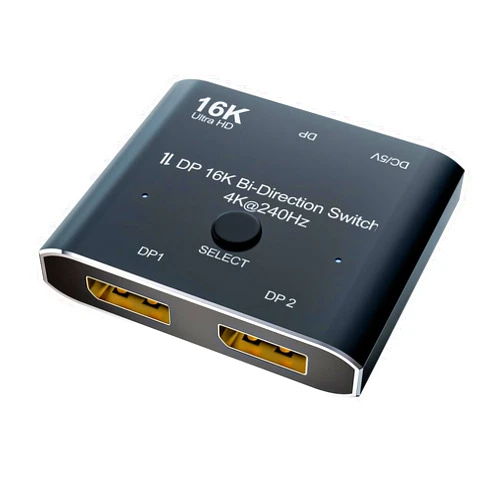CableDeconn DisplayPort 8K DP 1.4 Switch Bi-Direction 8K@30Hz 4K@120Hz Splitter Converter for Multiple Source and displays (dp 16k Switch 2x1)