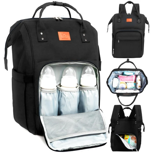 KeaBabies Baby Diaper Bag Backpack - Baby Bag for Boys, Girls, Waterproof Multi Function Baby Backpack, Large Diaper Bags for Baby Girl, Baby Boy, Travel Diaper Bag with Changing Pad (Trendy Black)