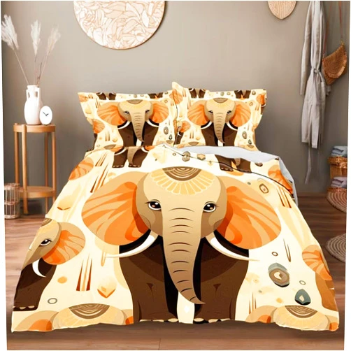 DiuuDi 3D Printed Duvet Cover Queen Size Boho Elephant Pattern Bohemia Duvet Cover Set 1 Duvet Cover 2 Pillowcases for Preferred Teenagers