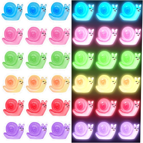 Yuronam 50 PCS Luminous Mini Snail Miniature Snails Glow in The Dark Tiny Snail Figurines for Garden Miniature Moss Landscape Decoration (Multi Colors)