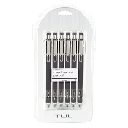 TUL® Mechanical Pencils, 0.7 mm, Black Barrels, Pack Of 6 Pencils