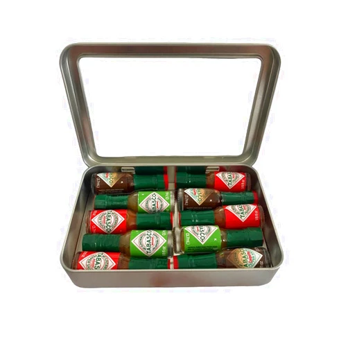 Atlantic Rush Mini Hot Sauce Bottles With Travel Case - Includes Assortment Of 10 Mini Tabasco Sauce Bottles and Travel Tin - Flavors Include Tabasco Hot Sauce, Green Tabasco and Chipotle - Tabasco Sauce Gift Set