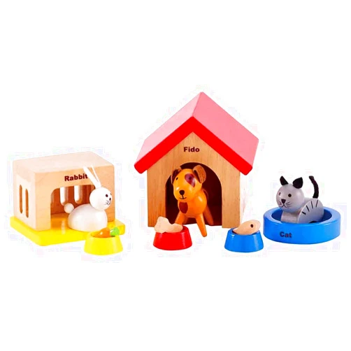 Hape Family Pets Wooden Dollhouse Animal Set