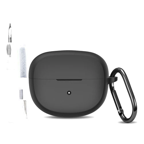 HUIRUSO Compatible with Bose Ultra Open Earbuds Case, Silicone Bose Ultra Open Earbuds Case Cover with Cleaner Pen, Soft Protective Cover for Bose Open Ear Wireless Earbuds with Keychain (Black)
