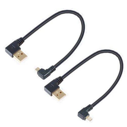 TENINYU Combo-Pack Left/Right Angle USB Cable 5.5 Inches for TV Stick and Power Bank - 90 Degree USB to Micro USB Cable for Roku TV Stick and More