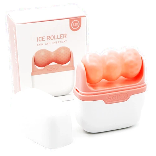Leeshine Ice Roller for Face and Eyes - Facial Skin Care Tools with 2 in 1 Face Roller and Travel Case, Self Care Gift for Men Women (Pink)