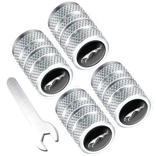 Munyday Metal Car Wheel Tire Valve Caps Replacement for Jaguar I-PAC F-PAC E-PAC XEL XFL XJ XFSeries Auto Valve Stem Cover Decoration Accessories Silver