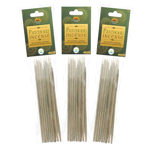 Dhupa - Patchouli 100% Natural & Organic Resin Rolled Incense Sticks (10 Sticks in a Pack) - Set of 3 Packs