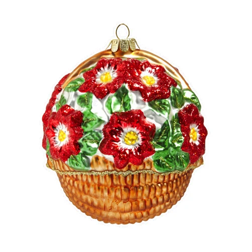 Raz Imports Basket of Poinsettias Ornament, 4-inch Height, Gift, Home Décor, Any Occasion