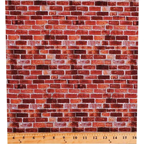 Fields Cotton Bricks Cobblestones Brick Wall Pavement Stones Blocks Landscape Architecture Building Bricklaying Masonry Stonework Naturescapes Rust Red Cotton Fabric Print by The Yard D769.31