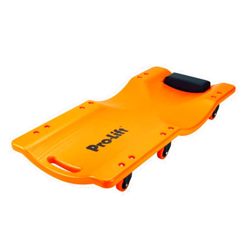 Pro-LifT Mechanic Plastic Creeper 36 Inch - Blow Molded Ergonomic HDPE Body with Padded Headrest - 300 Lbs Capacity Orange