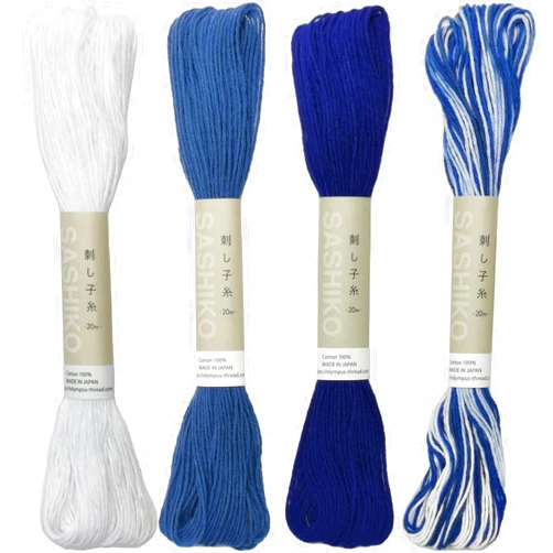 Olympus Thread Olympus Sashiko Thread 20m(21.8yds) 4skeins Color Bundles 100% Cotton (#01,#10,#18,#52)