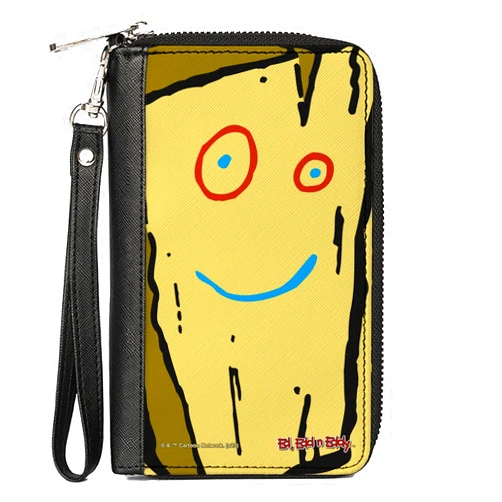 Buckle-Down Warner Bros. Animation Wallet, Zip Around, Ed Edd n Eddy Plank Smiling Face Close Up Yellow, Vegan Leather
