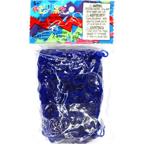 Rainbow Loom Navy Blue Jelly Rubber Bands Refill + C-clips