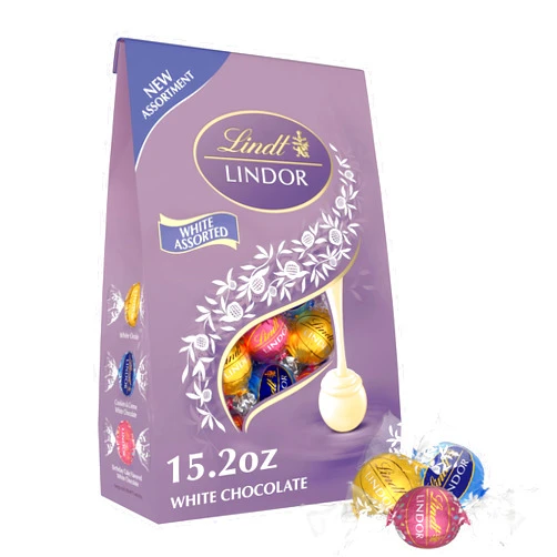 Lindt LINDOR Assorted White Chocolate Candy Truffles, Easter Chocolate Candy, 15.2 oz. Bag