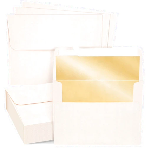 BEST PAPER GREETINGS 50 Pack Blush Pink 5x7 Envelopes for Invitations, Wedding, A7 Size with Bronze Lining and Self Adhesive Peel and Stick