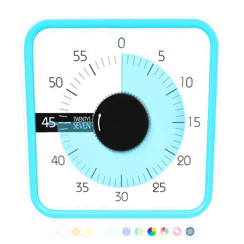TWENTY5 SEVEN Countdown Timer 7.5 inch; 60 Minute 1 Hour Visual Timer – Classroom Teaching Tool Office Meeting, Mechanical Countdown Clock for Kids Exam Time Management Magnetic, Sky Blue