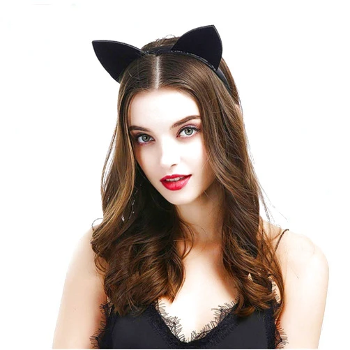 WelyHM Halloween Cut Cat Ear Headband Hair Band Hair Hoop for Ball Party Masquerade and Cosplay